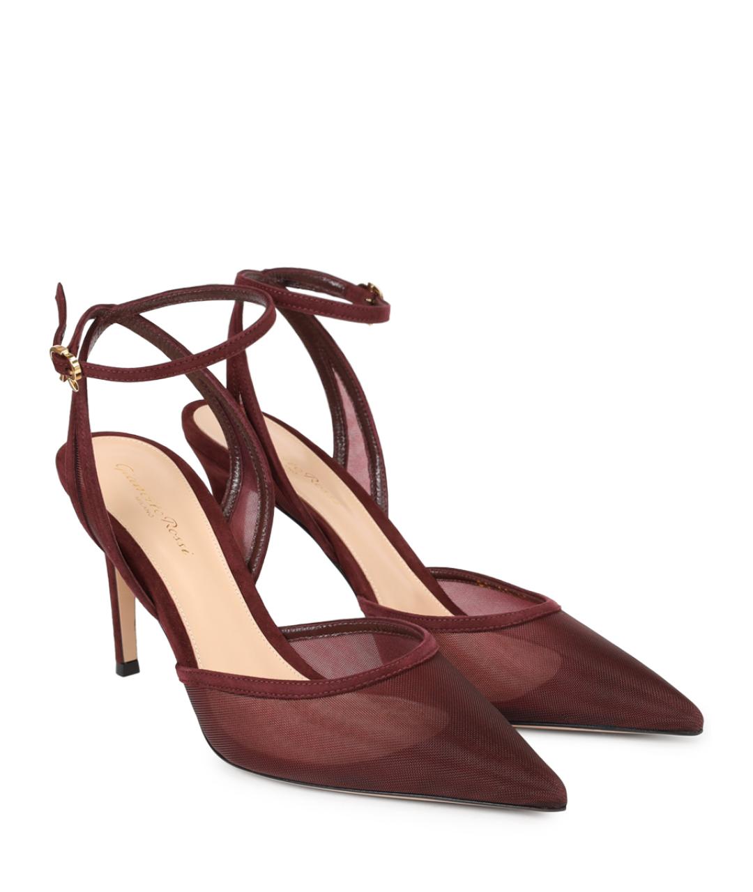 GIANVITO ROSSI Бордовые текстильные туфли, фото 2