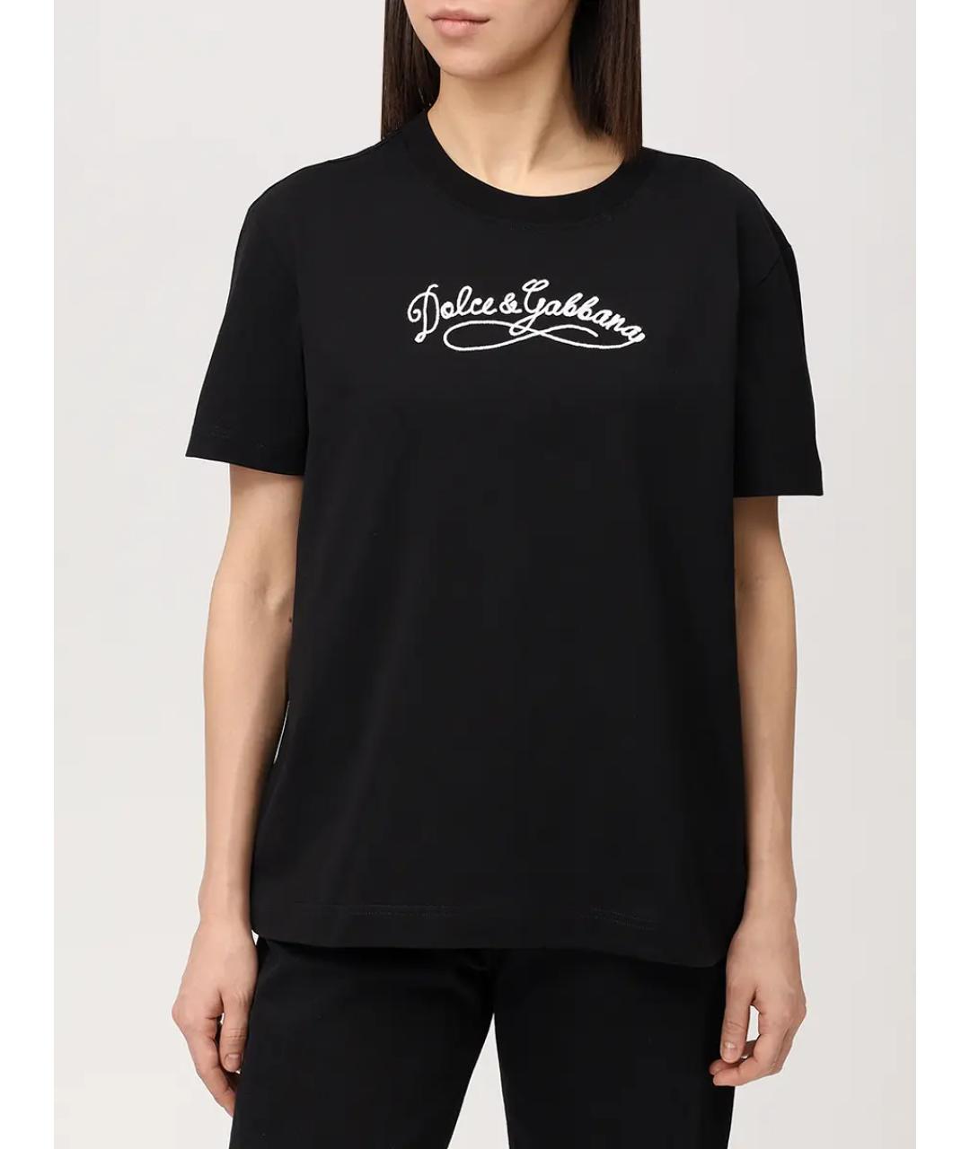DOLCE&GABBANA Черная хлопковая футболка, фото 4