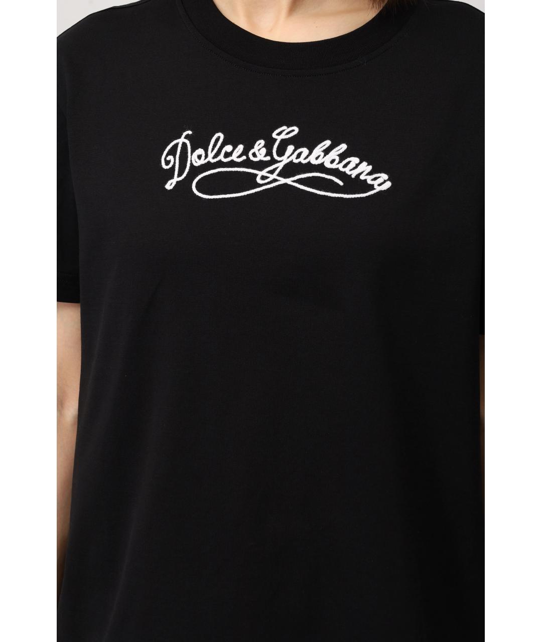 DOLCE&GABBANA Черная хлопковая футболка, фото 5