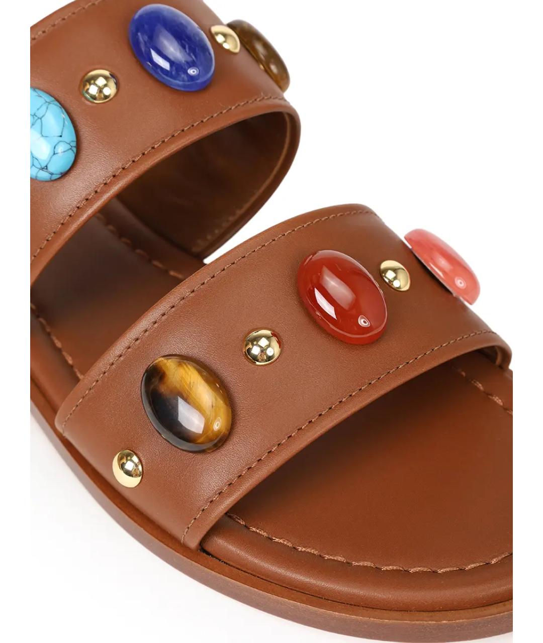 GIANVITO ROSSI Коричневые кожаные шлепанцы, фото 5