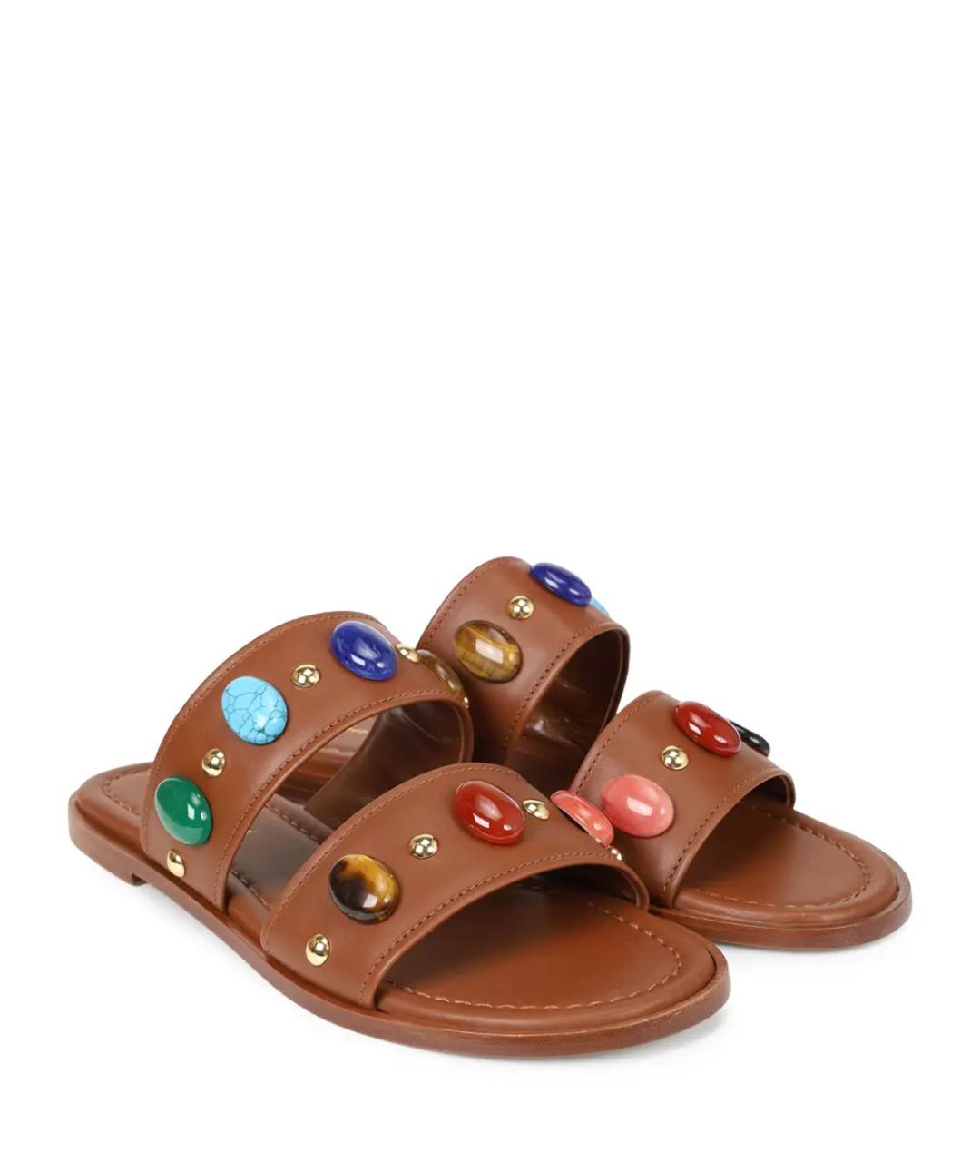 GIANVITO ROSSI Коричневые кожаные шлепанцы, фото 2