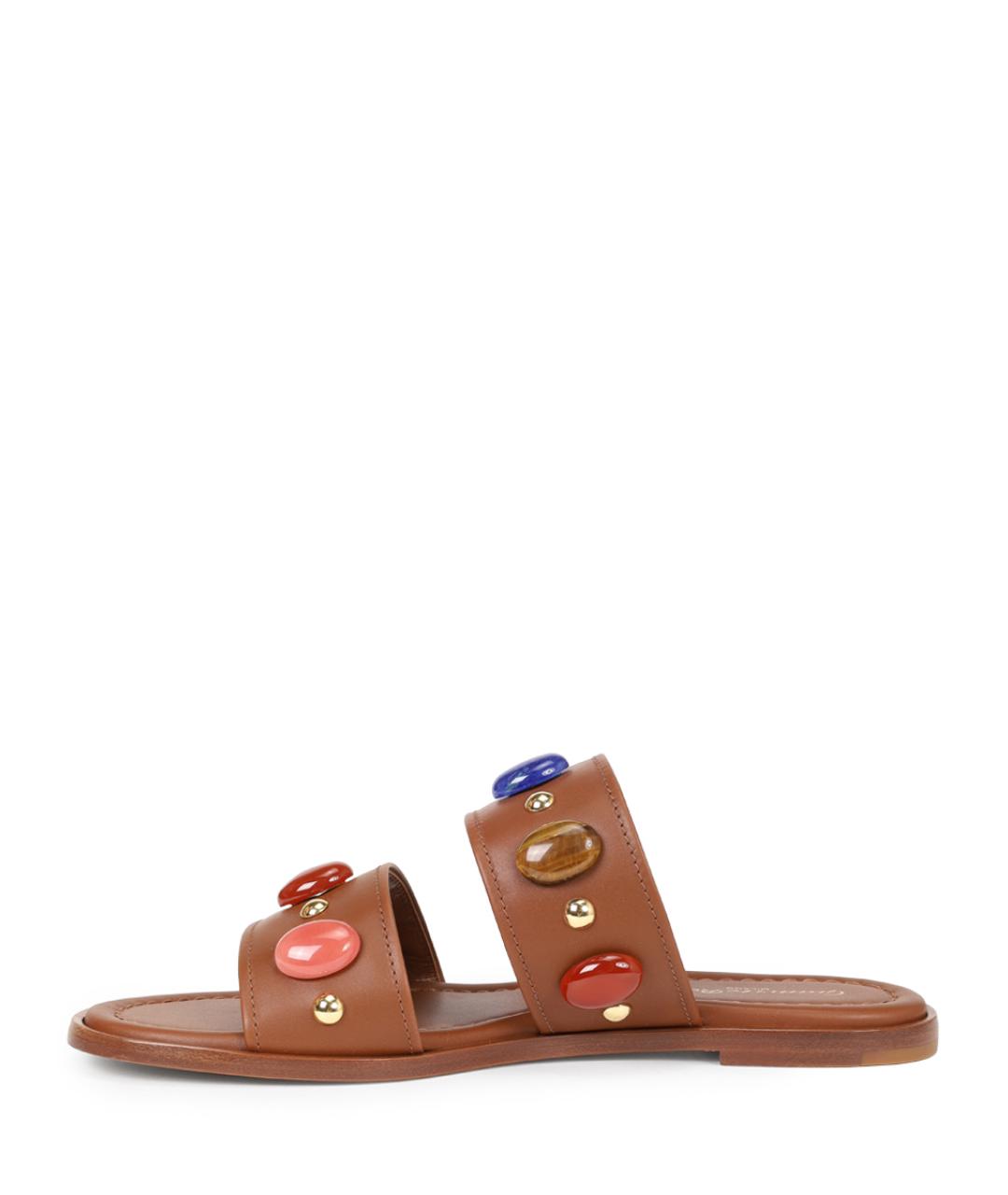 GIANVITO ROSSI Коричневые кожаные шлепанцы, фото 3