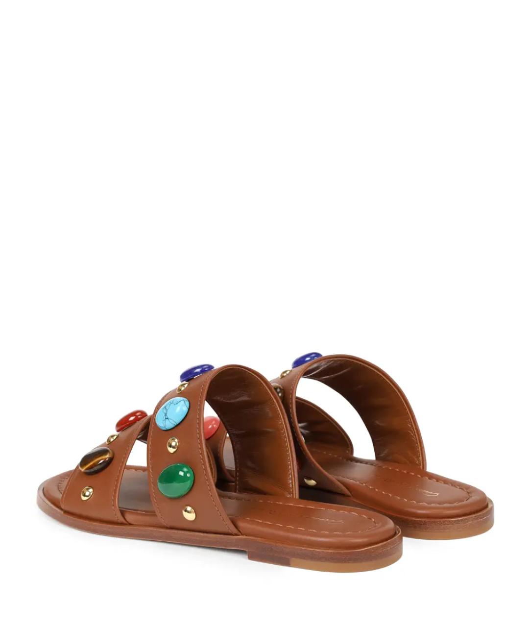 GIANVITO ROSSI Коричневые кожаные шлепанцы, фото 4