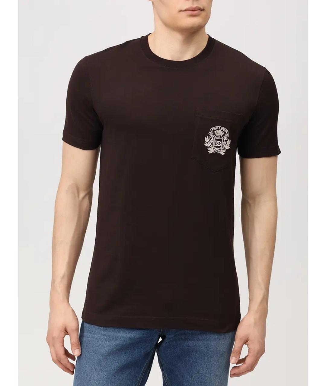 DOLCE&GABBANA Коричневая хлопковая майка, фото 4