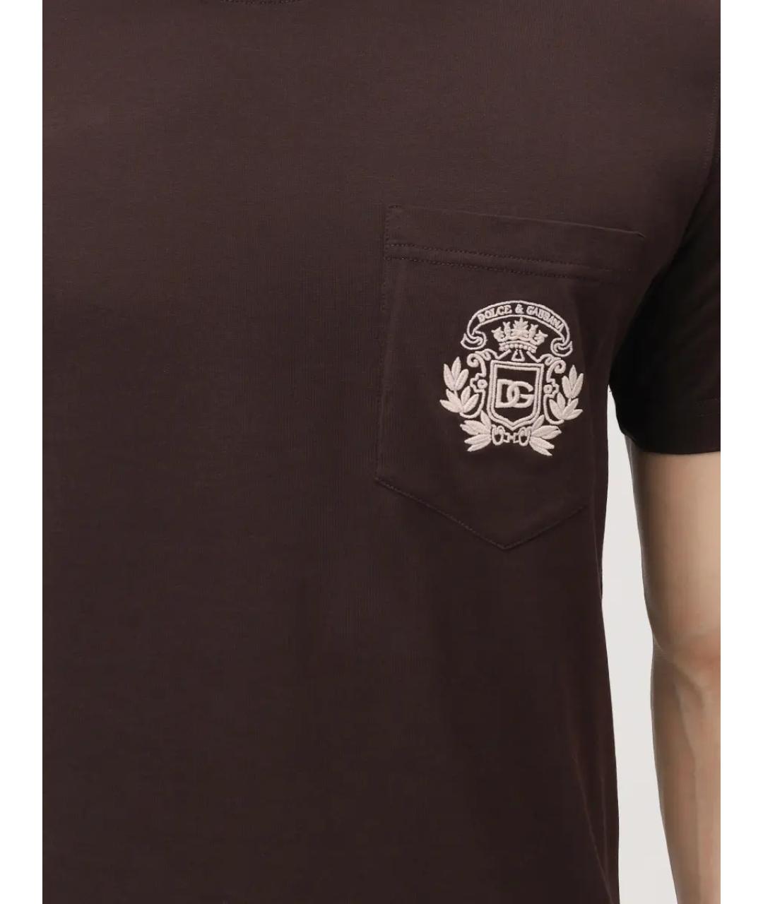 DOLCE&GABBANA Коричневая хлопковая майка, фото 5