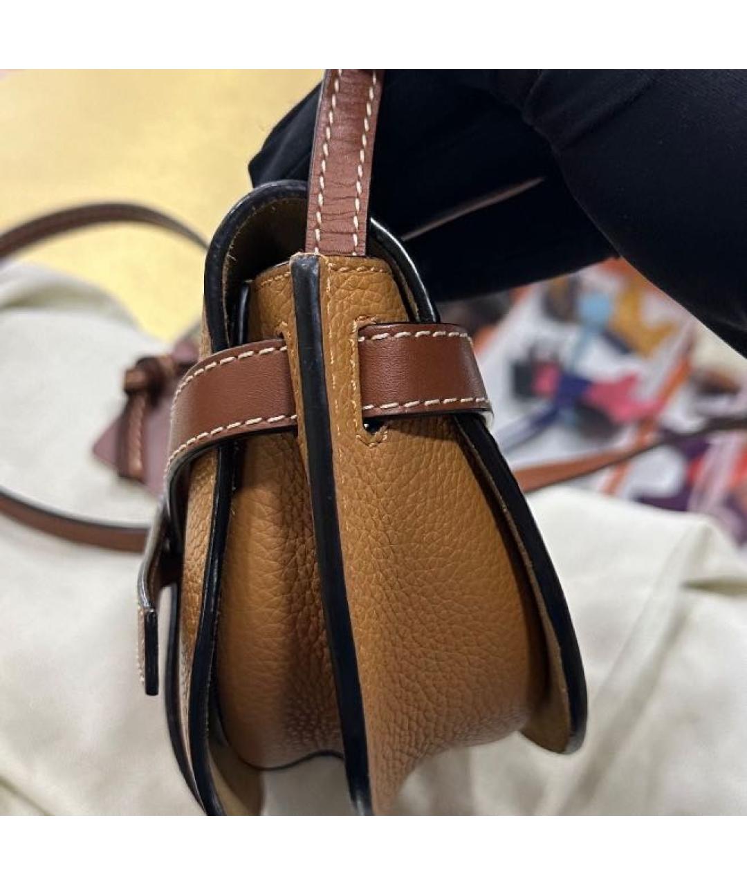 LOEWE Коричневая кожаная сумка через плечо, фото 3