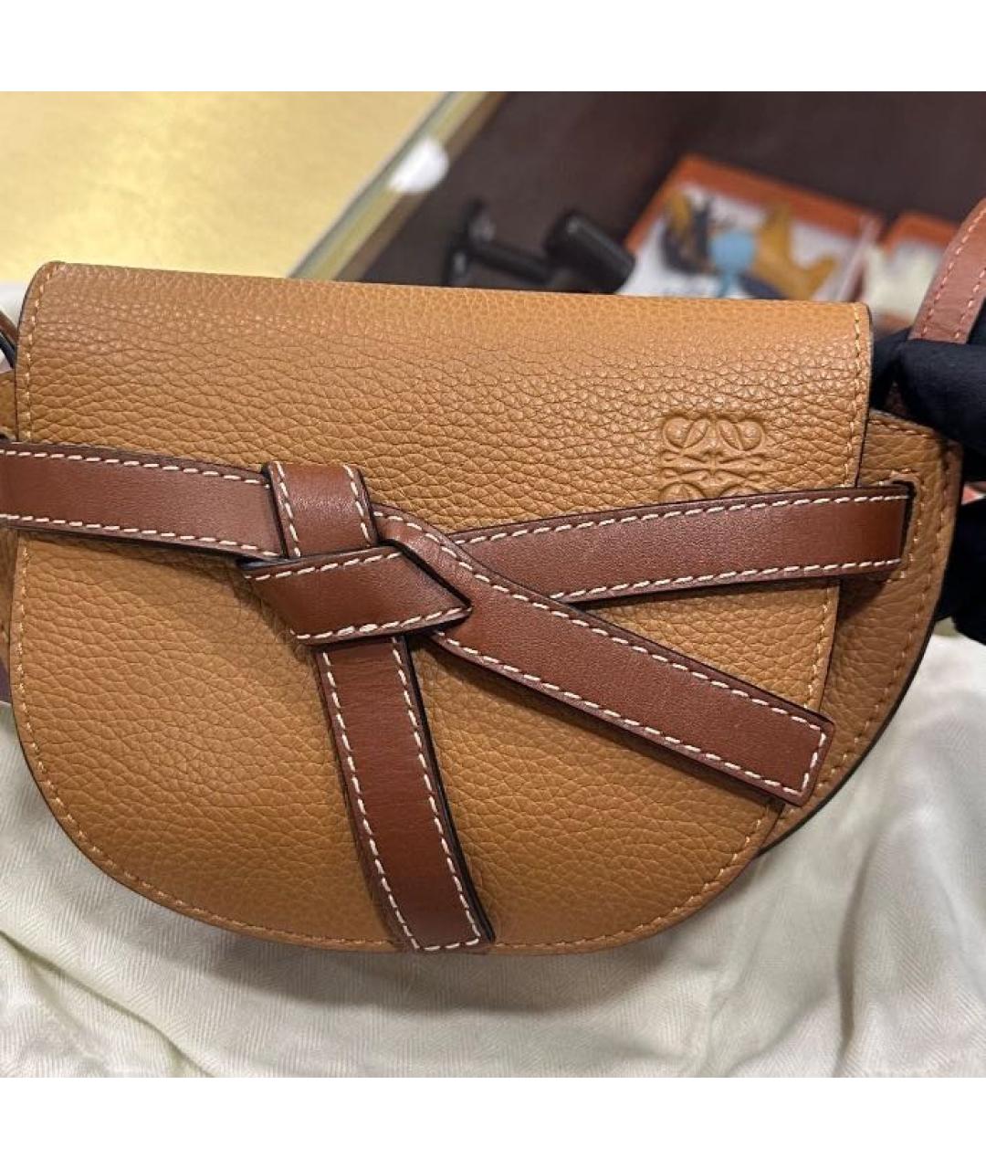 LOEWE Коричневая кожаная сумка через плечо, фото 2