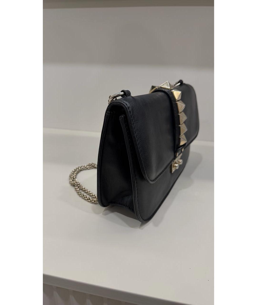 VALENTINO Черная кожаная сумка через плечо, фото 2