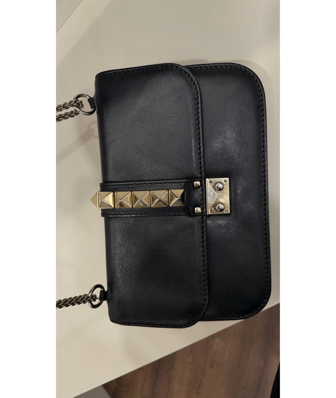 VALENTINO Черная кожаная сумка через плечо, фото 8