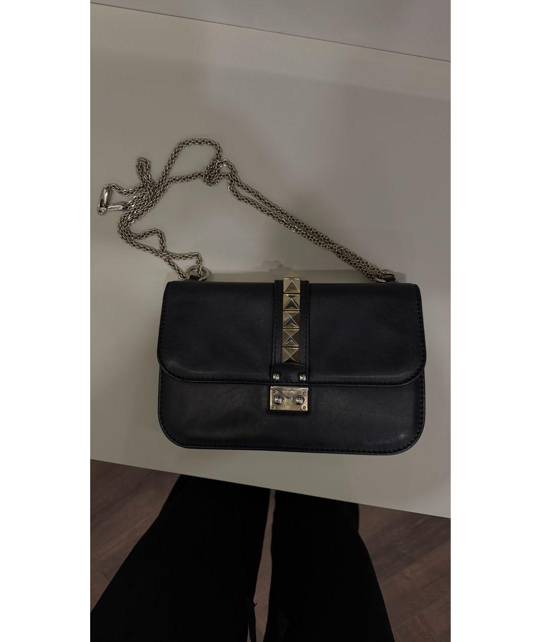 VALENTINO Черная кожаная сумка через плечо, фото 9