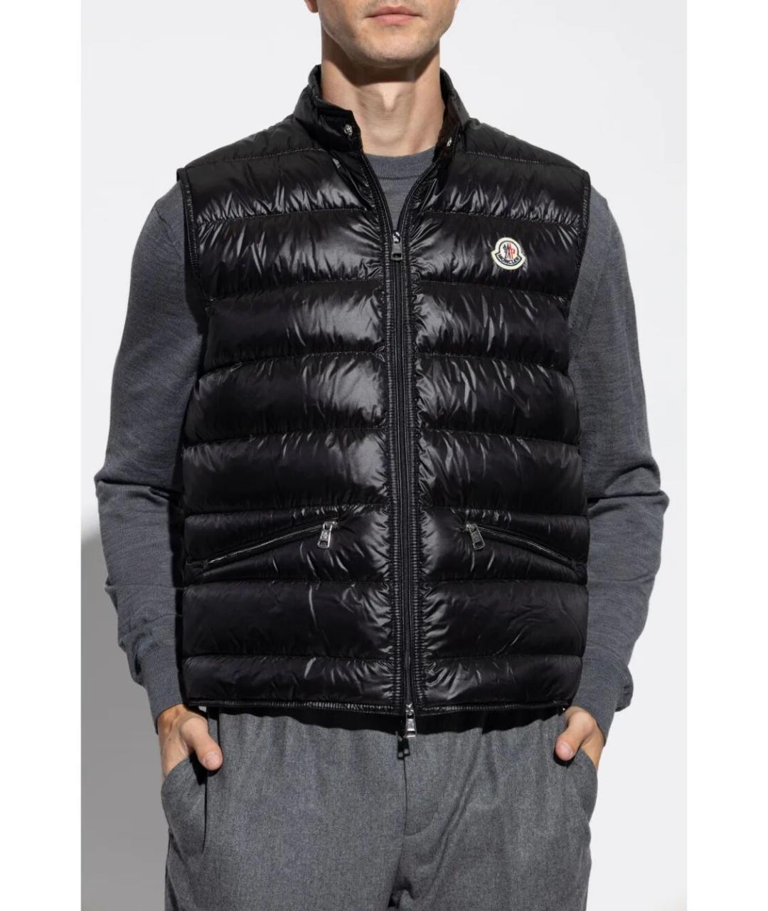 MONCLER Черный полиамидовый жилет, фото 4