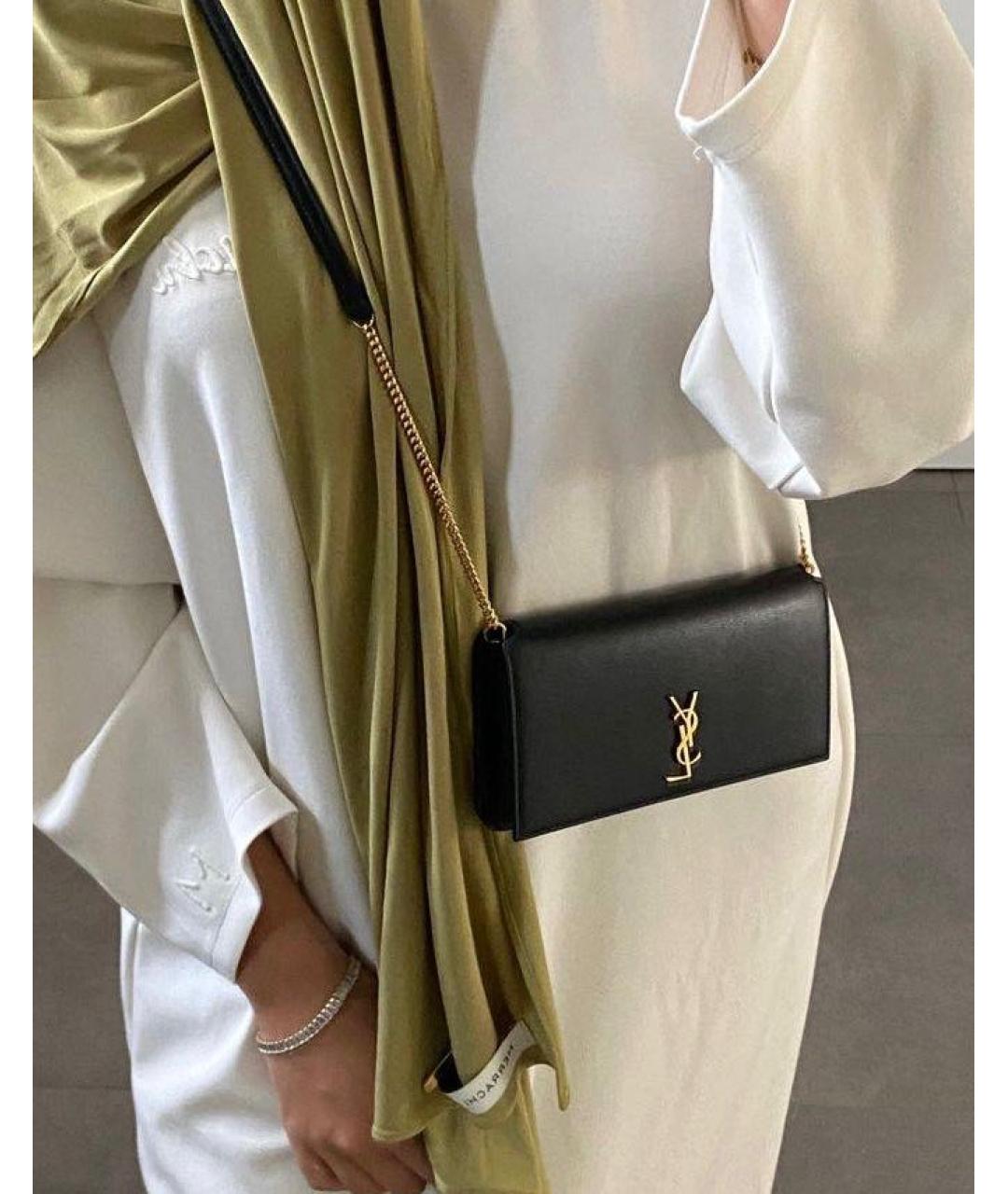 SAINT LAURENT Черная кожаная сумка через плечо, фото 5