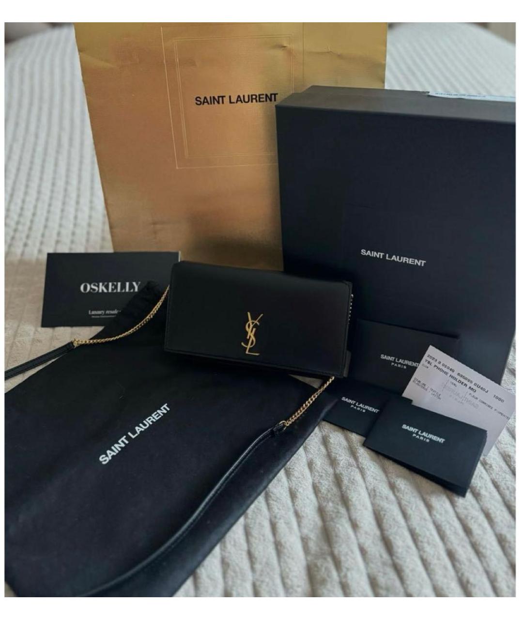 SAINT LAURENT Черная кожаная сумка через плечо, фото 4