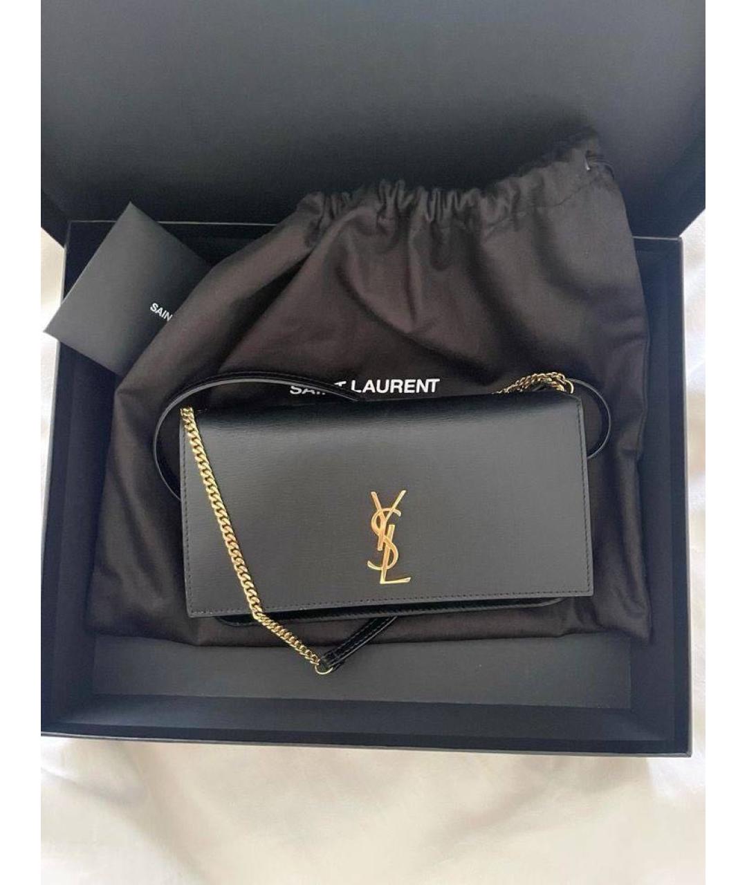 SAINT LAURENT Черная кожаная сумка через плечо, фото 3