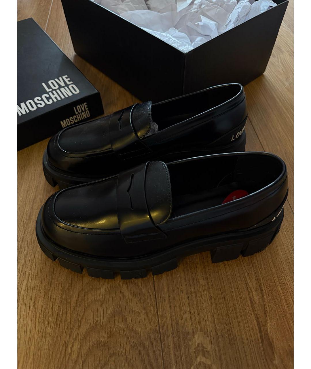 MOSCHINO Черные кожаные лоферы, фото 6