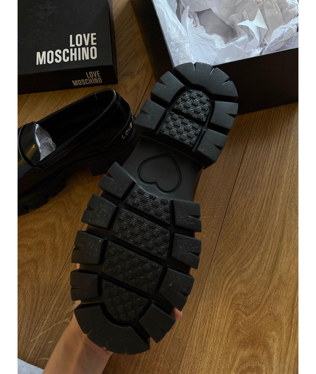 MOSCHINO Черные кожаные лоферы, фото 5