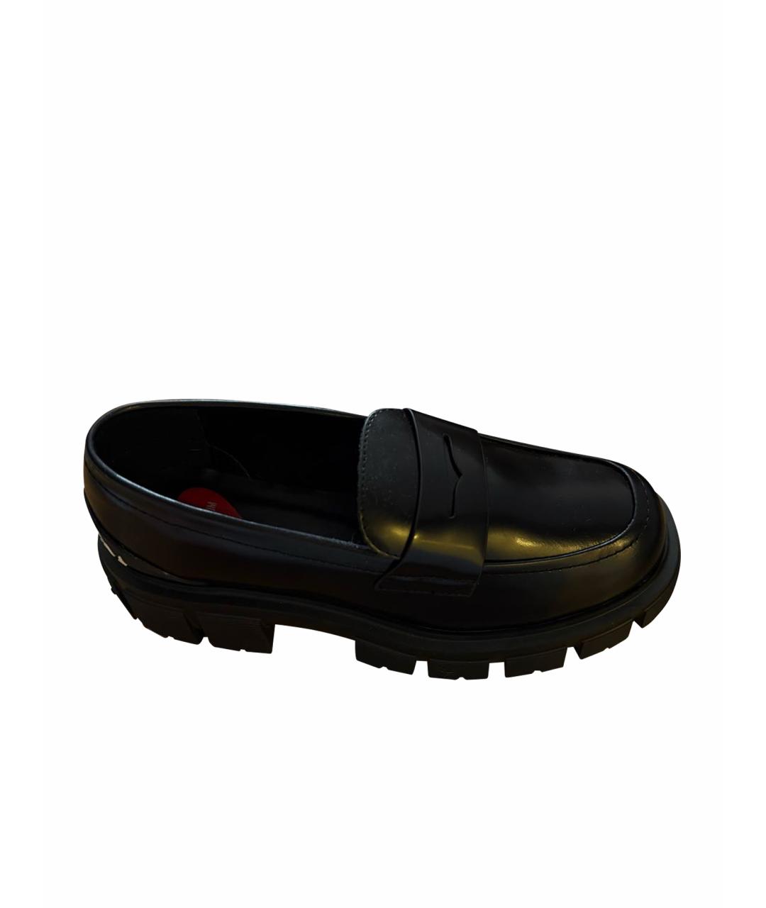 MOSCHINO Черные кожаные лоферы, фото 1