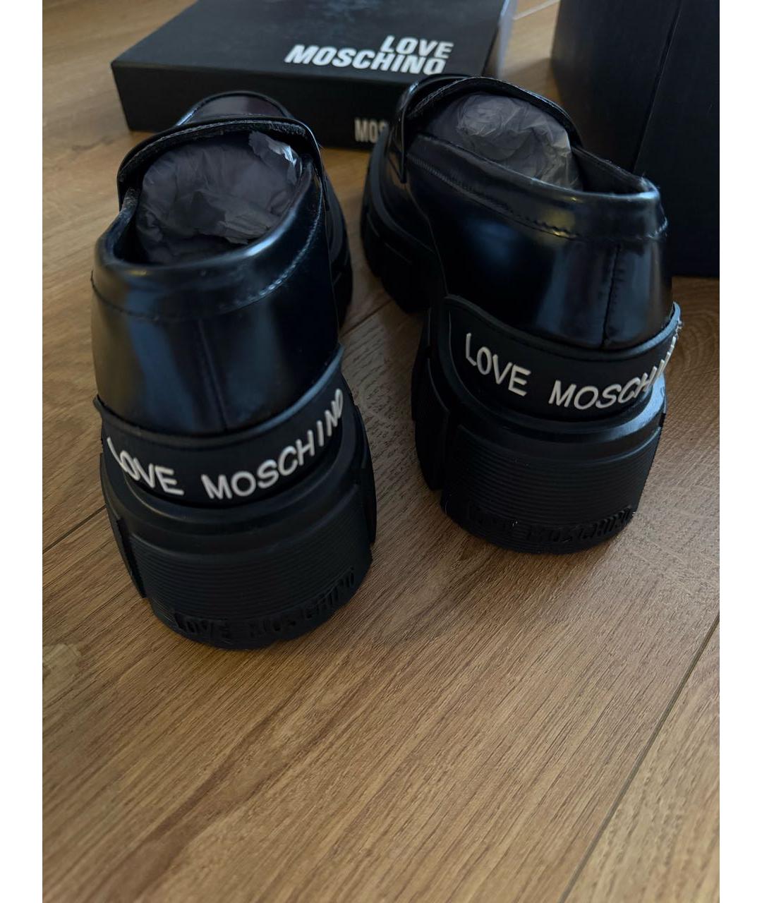 MOSCHINO Черные кожаные лоферы, фото 4