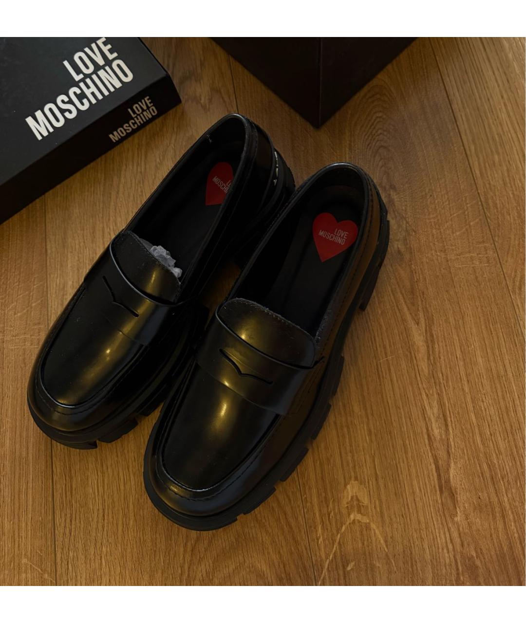 MOSCHINO Черные кожаные лоферы, фото 2