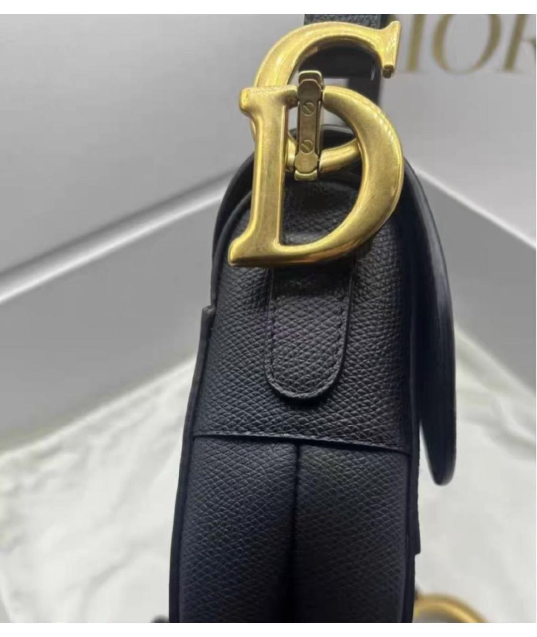 CHRISTIAN DIOR Черная кожаная сумка через плечо, фото 7