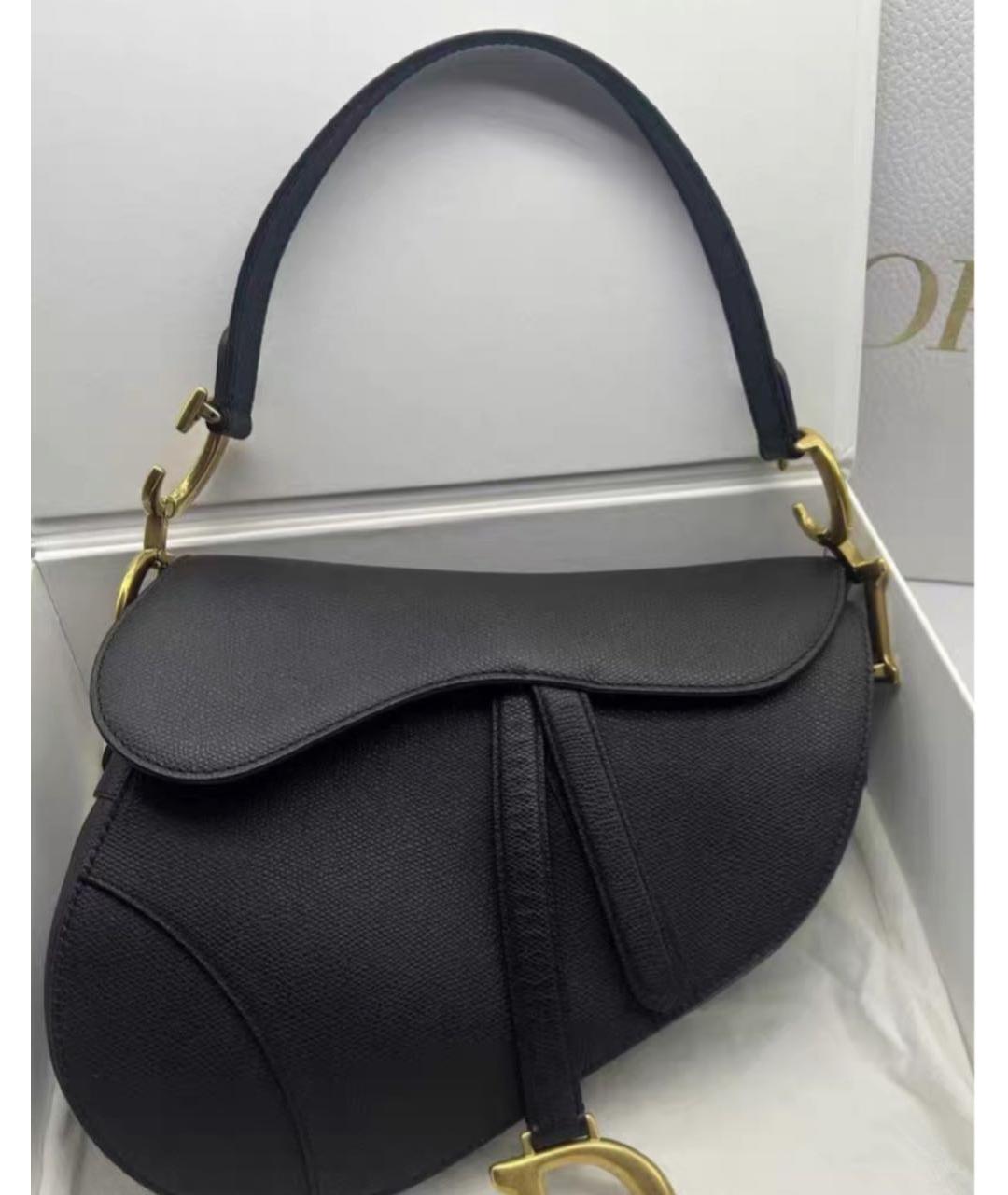 CHRISTIAN DIOR Черная кожаная сумка через плечо, фото 6