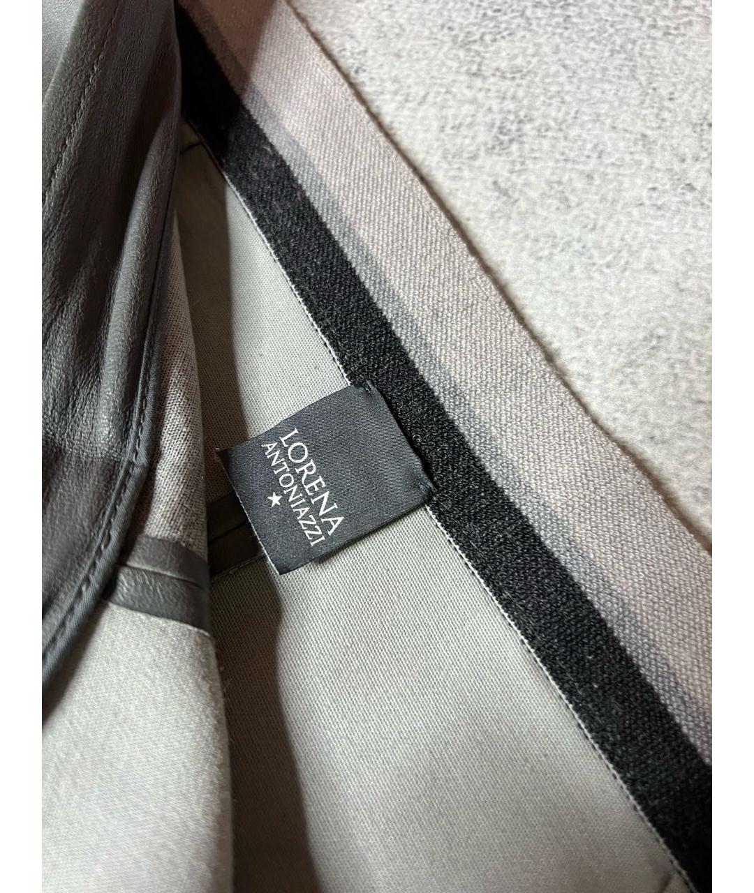 LORENA ANTONIAZZI Серые кожаные прямые брюки, фото 8