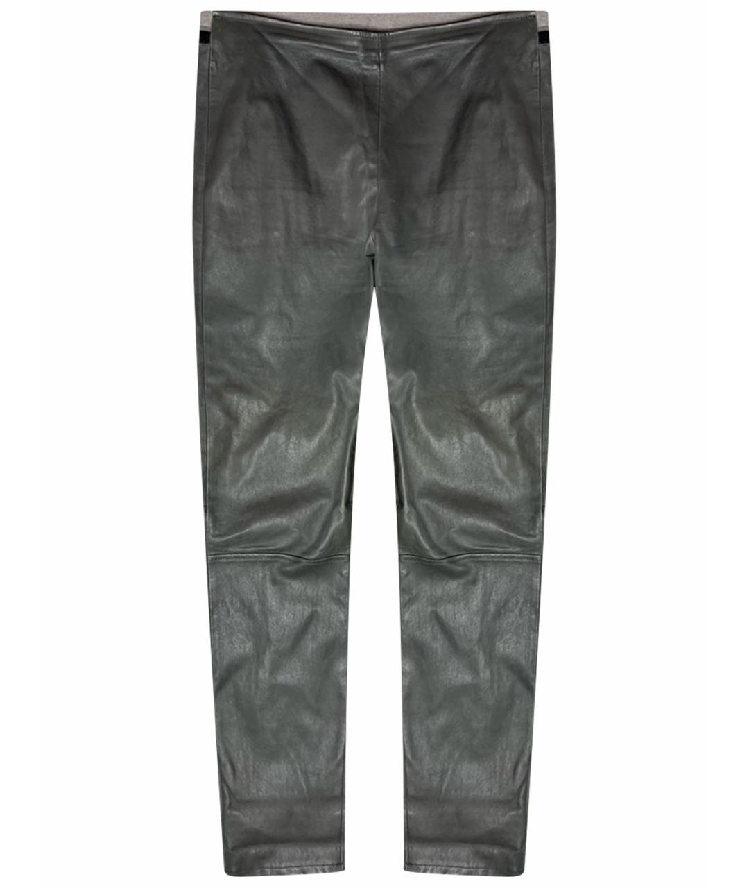 LORENA ANTONIAZZI Серые кожаные прямые брюки, фото 1