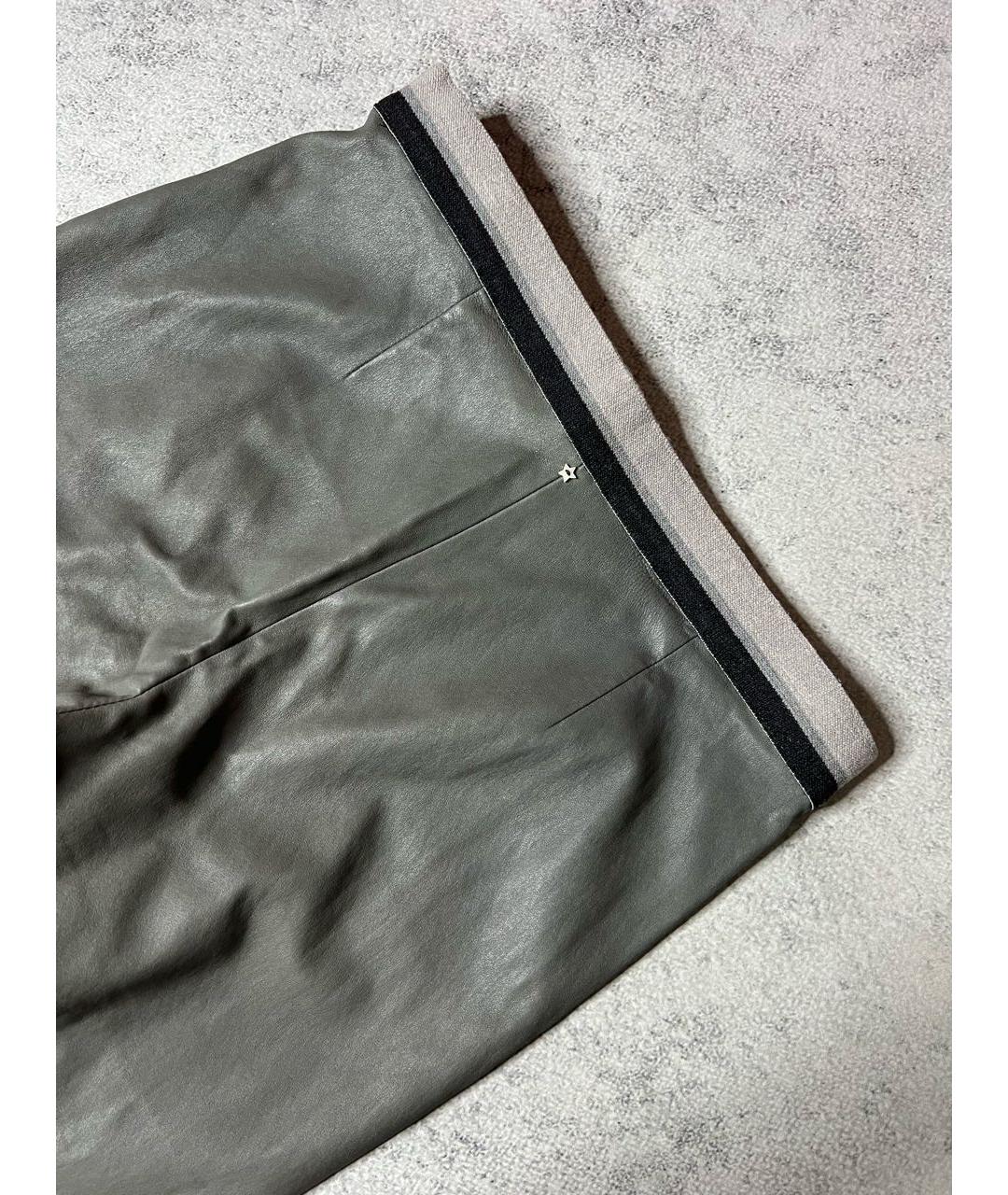 LORENA ANTONIAZZI Серые кожаные прямые брюки, фото 5