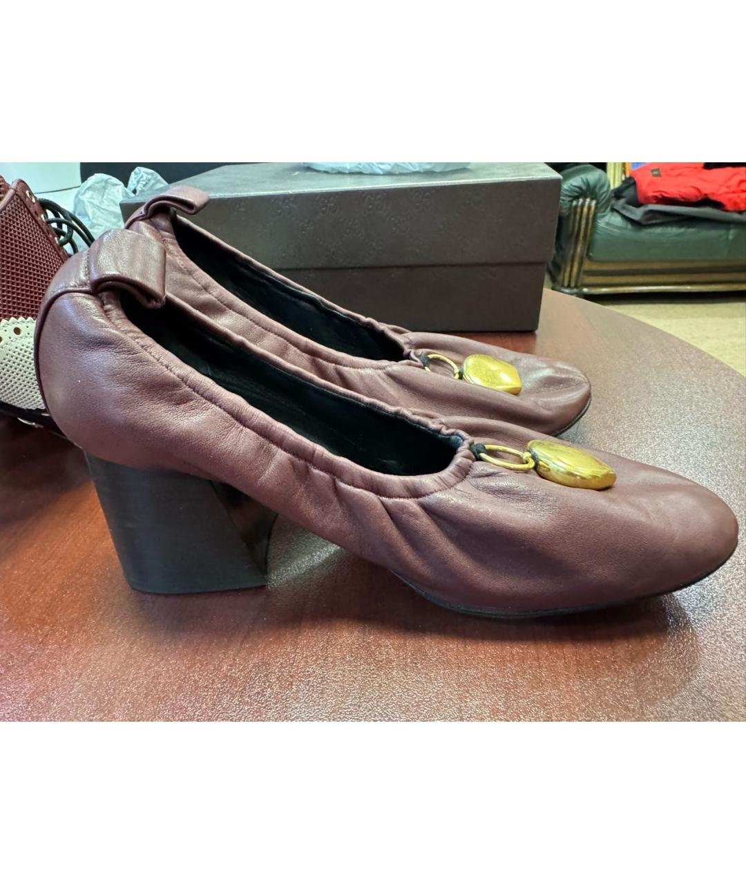 CELINE Бордовые кожаные туфли, фото 6