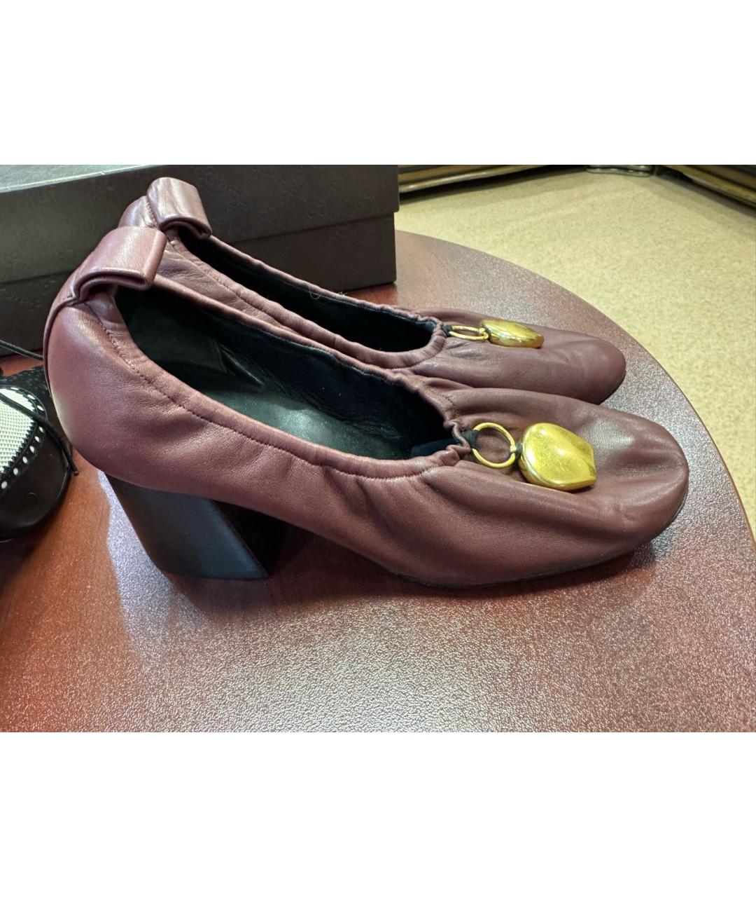 CELINE Бордовые кожаные туфли, фото 4