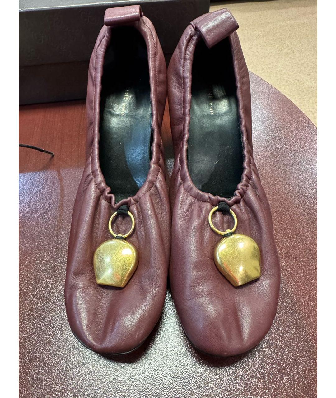 CELINE Бордовые кожаные туфли, фото 2