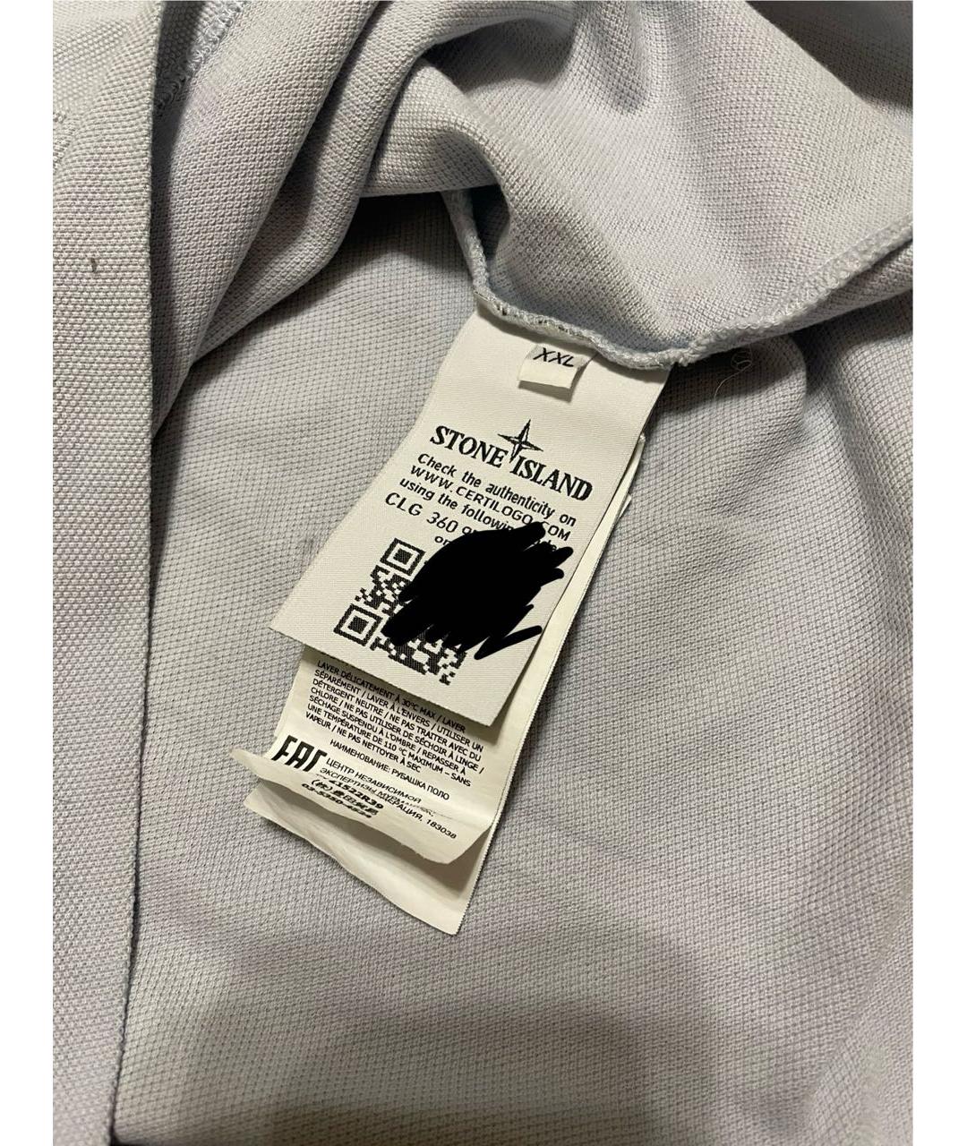 STONE ISLAND Серое хлопковое поло с коротким рукавом, фото 3