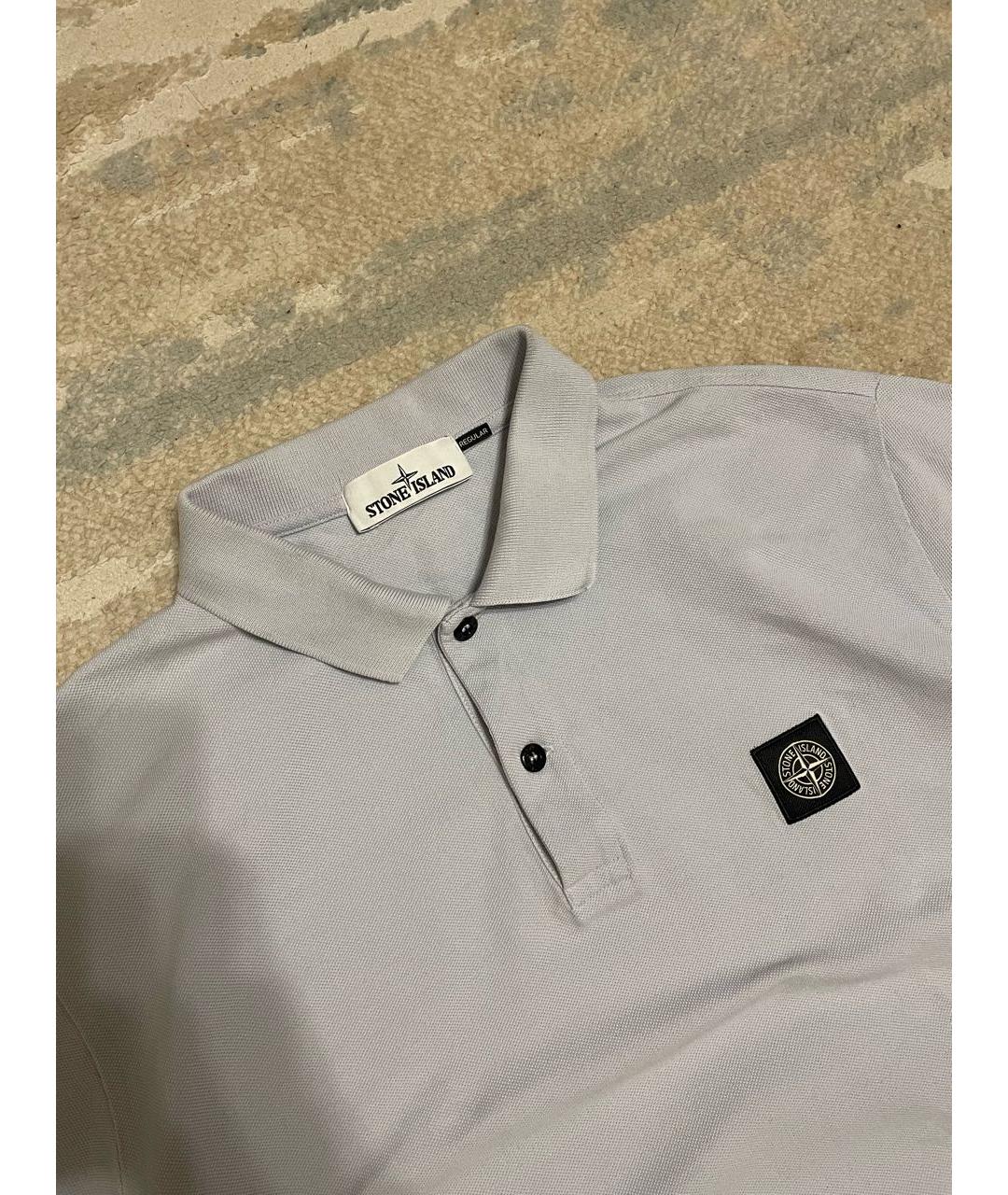 STONE ISLAND Серое хлопковое поло с коротким рукавом, фото 2