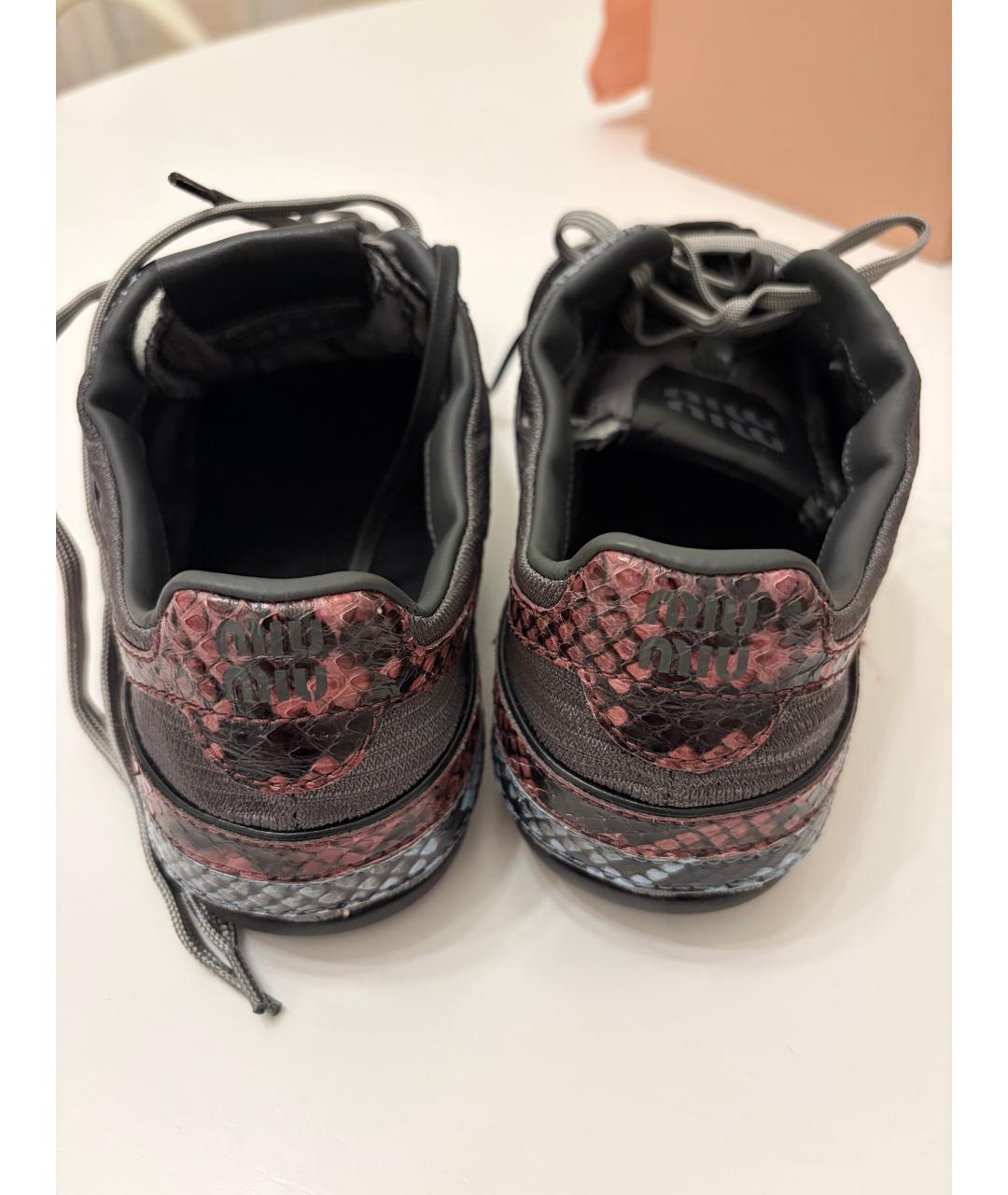 MIU MIU Антрацитовые текстильные кроссовки, фото 4