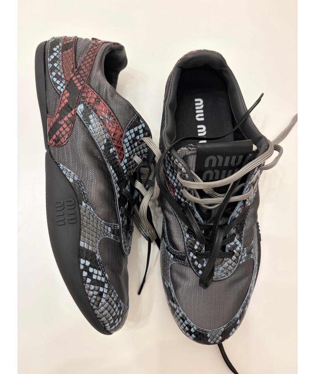 MIU MIU Антрацитовые текстильные кроссовки, фото 5