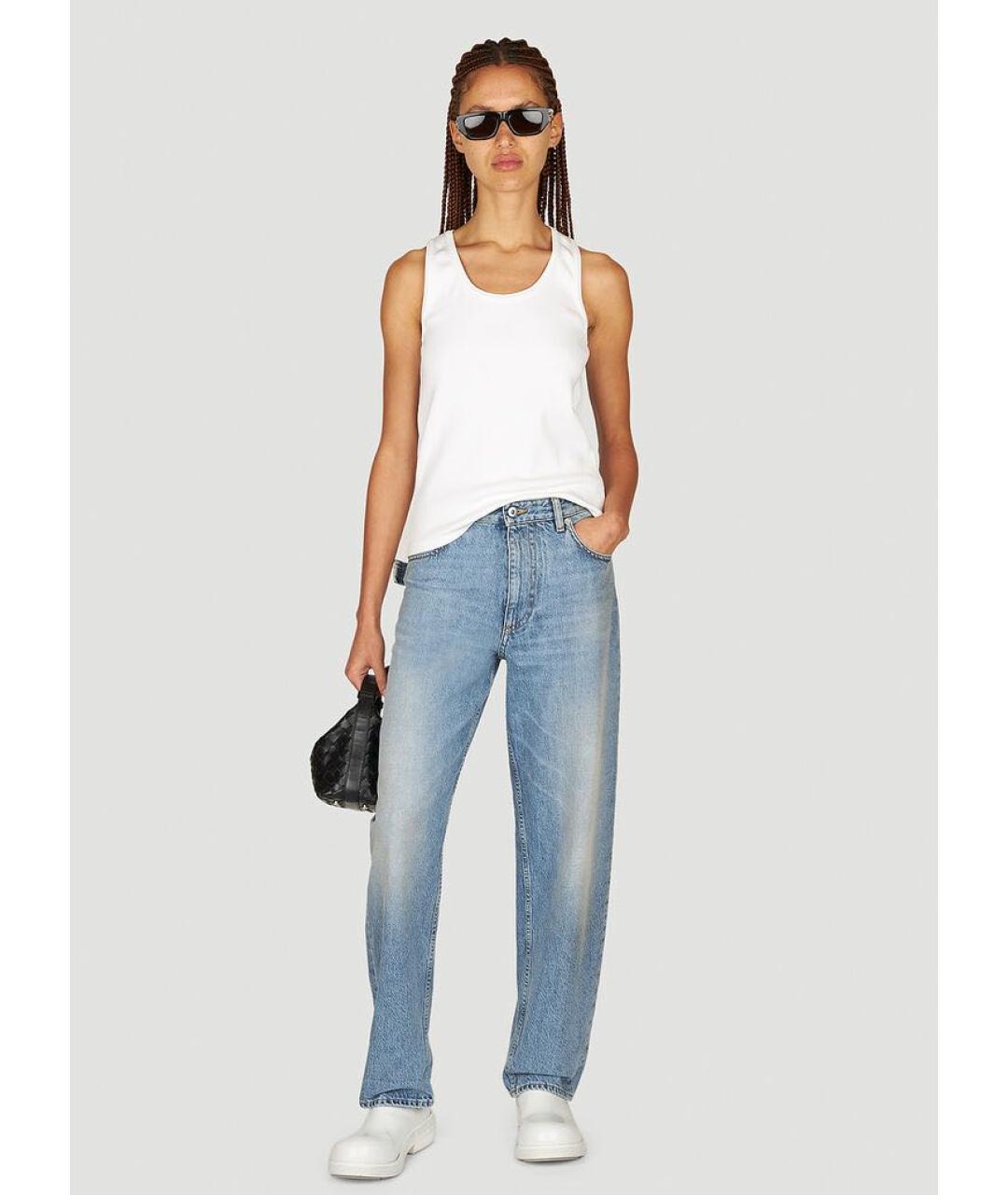 BOTTEGA VENETA Голубые хлопковые прямые джинсы, фото 5