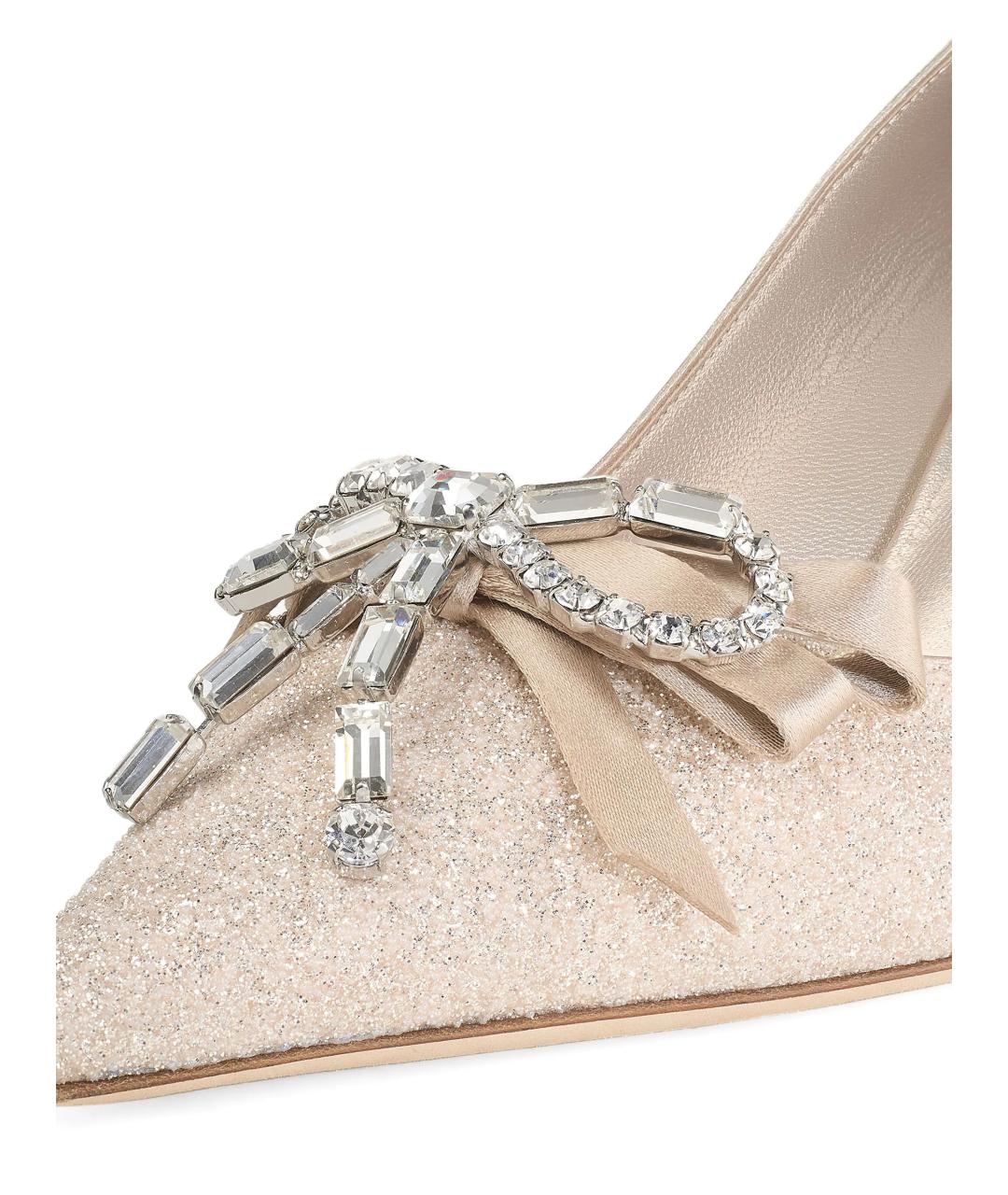 JIMMY CHOO Золотые текстильные туфли, фото 4