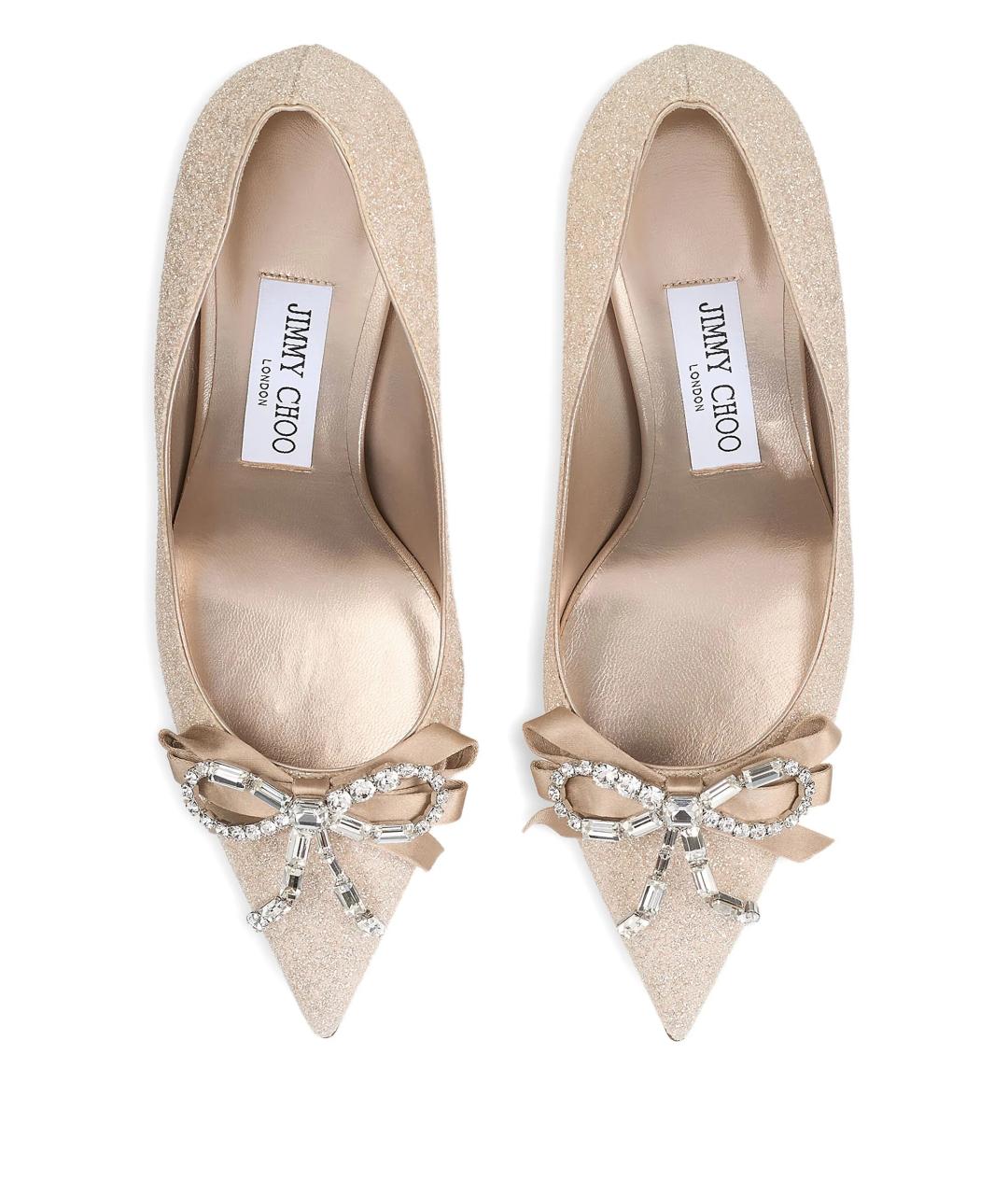 JIMMY CHOO Золотые текстильные туфли, фото 5