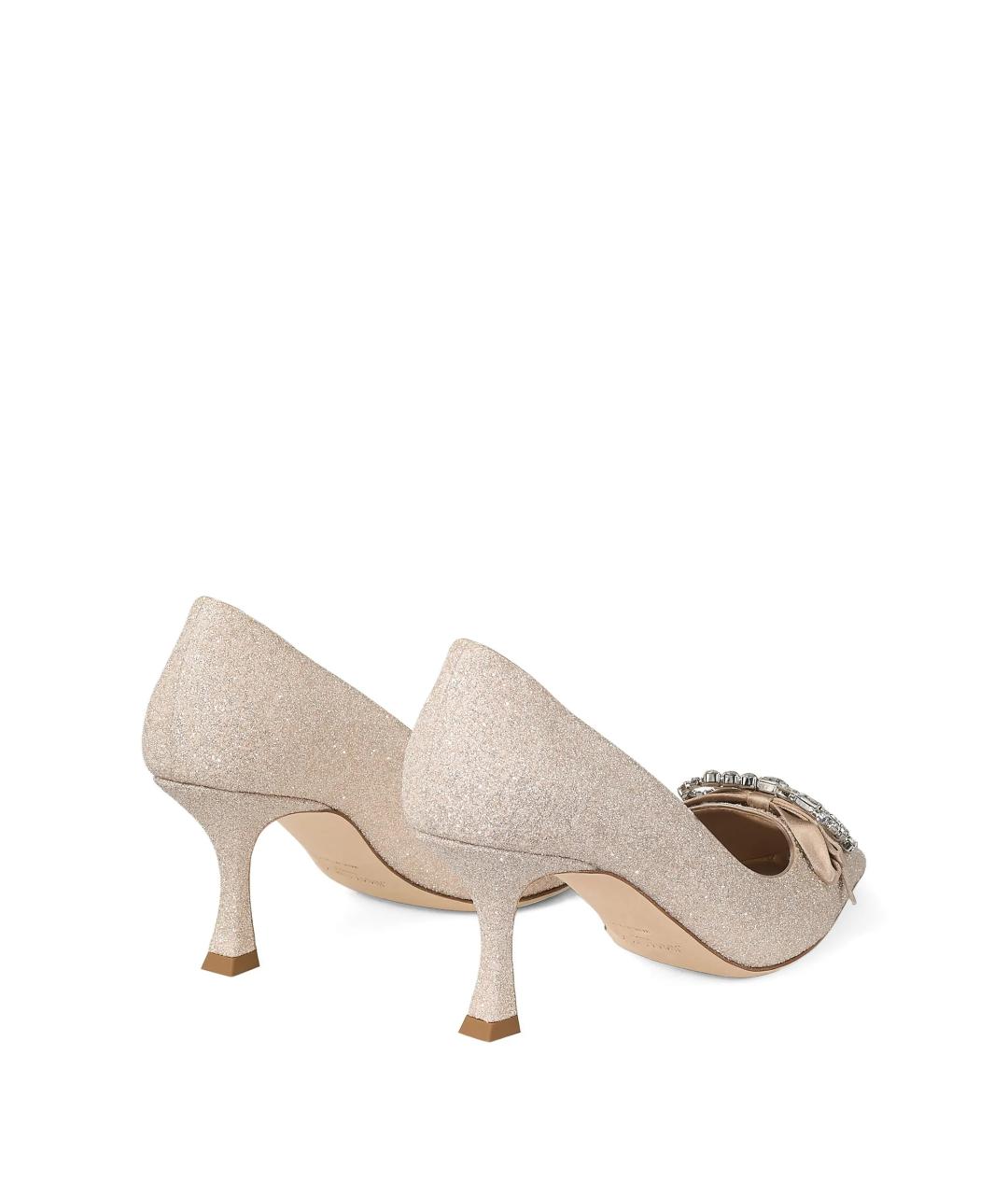 JIMMY CHOO Золотые текстильные туфли, фото 3