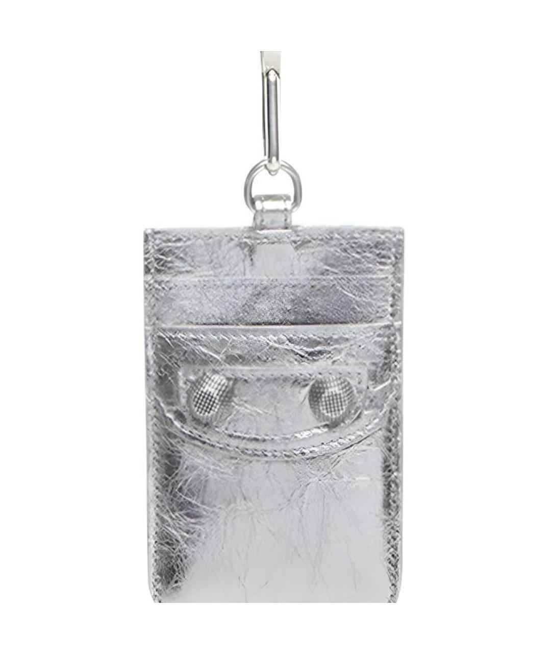 BALENCIAGA Серебрянный кожаный кардхолдер, фото 4