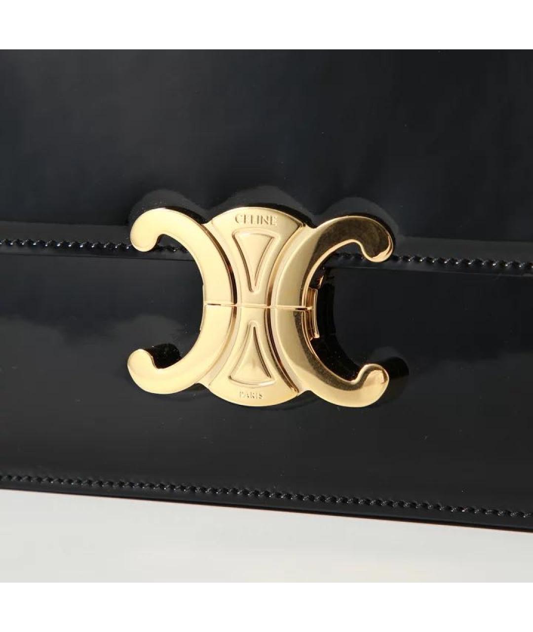 CELINE Черная сумка через плечо из лакированной кожи, фото 7