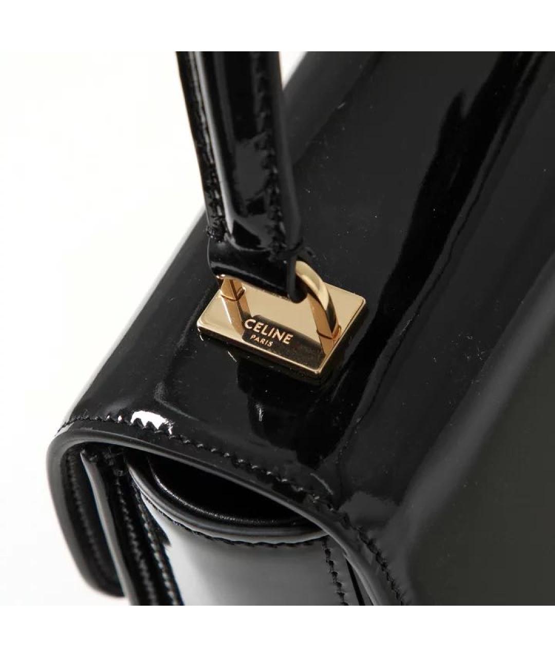 CELINE Черная сумка через плечо из лакированной кожи, фото 6