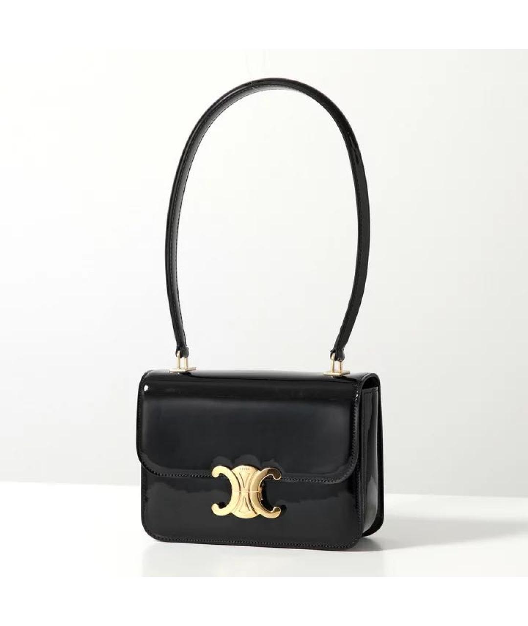 CELINE Черная сумка через плечо из лакированной кожи, фото 2