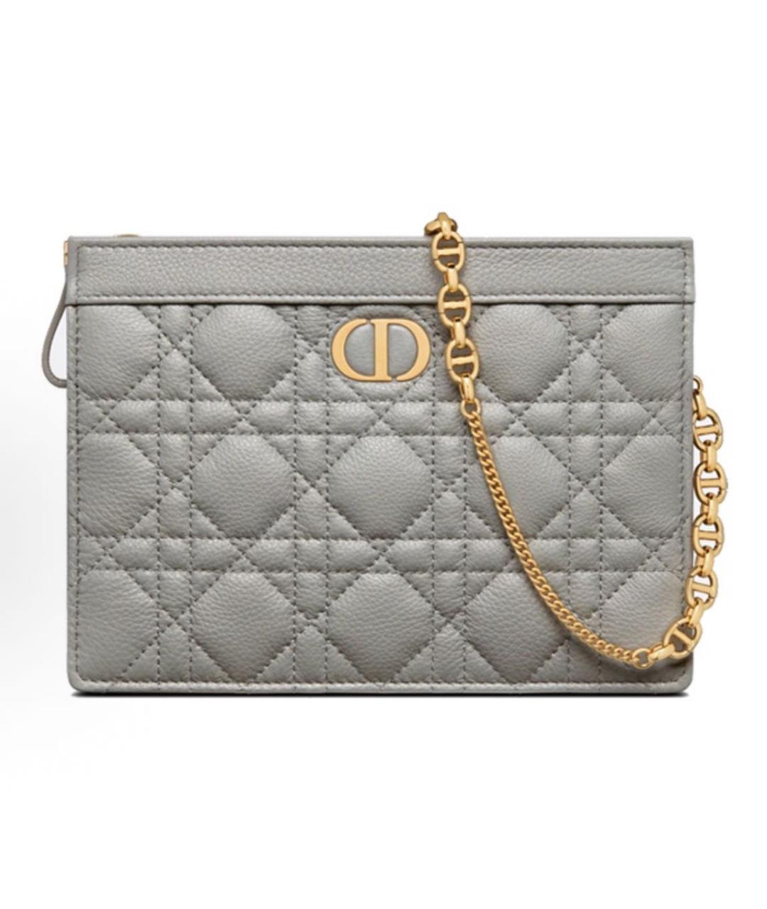 CHRISTIAN DIOR Серая кожаная сумка через плечо, фото 9