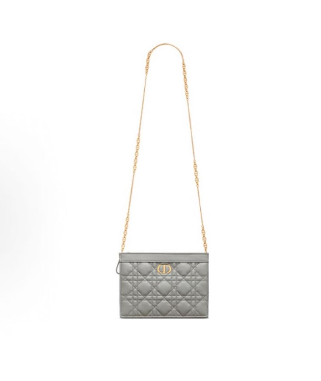 CHRISTIAN DIOR Серая кожаная сумка через плечо, фото 2