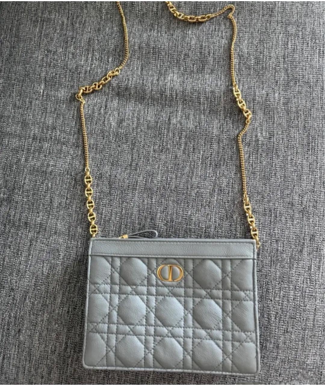 CHRISTIAN DIOR Серая кожаная сумка через плечо, фото 6