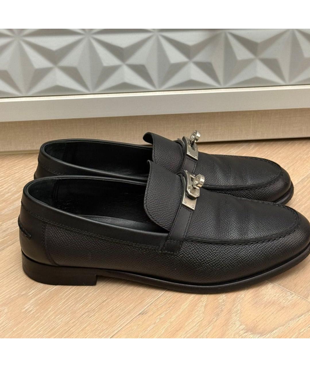 HERMES Черные кожаные лоферы, фото 5