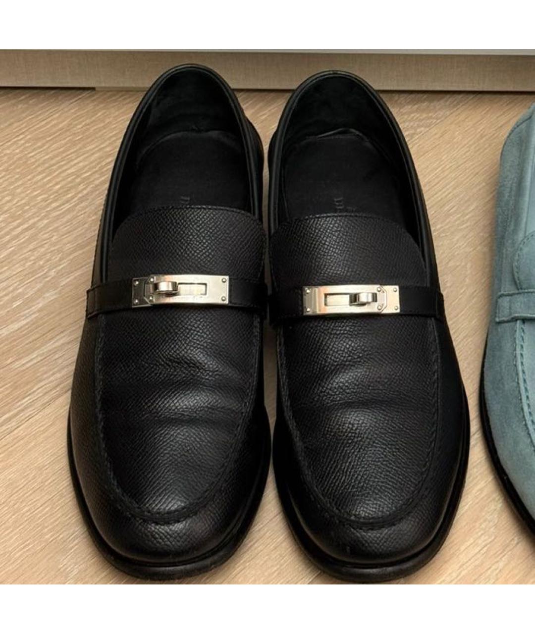 HERMES Черные кожаные лоферы, фото 4