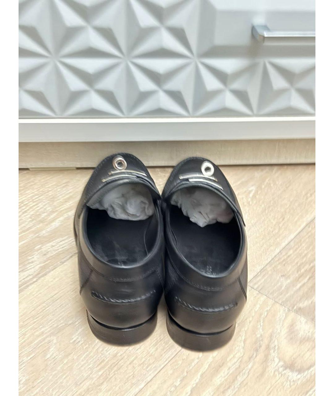 HERMES Черные кожаные лоферы, фото 3