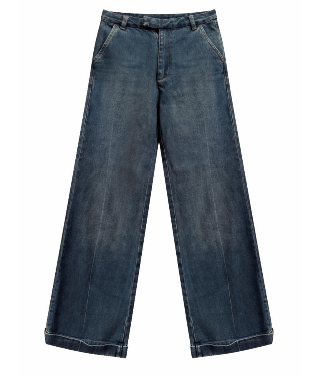 GUCCI Темно-синие хлопковые джинсы клеш, фото 1